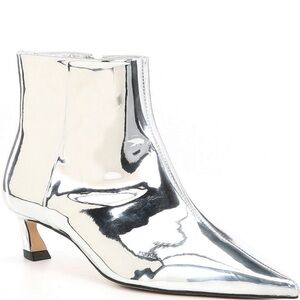 Gianni Bini booties 9 silver mirror Georgina kitten pointy metallic new $140